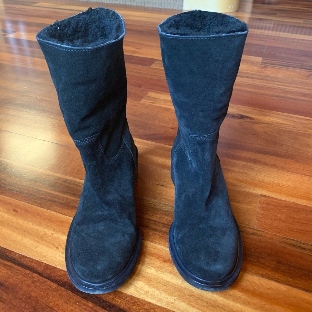 Elyse Walker Black Leather Suede Boots - Picture 4 of 7